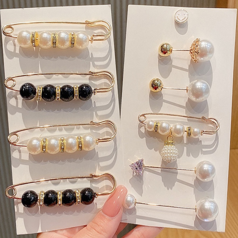 10pcs / Set Bros Pin Mutiara Kecil Gaya Korea Untuk Aksesoris Pakaian Wanita/ Bros Pin Mutiara Kecil Anti Silau Gaya Korea