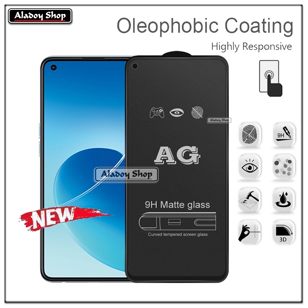 Paket 3IN1 Tempered Glass Layar Matte Anti Glare Oppo Reno 6 4G Free Tempered Glass Camera dan Skin Carbon