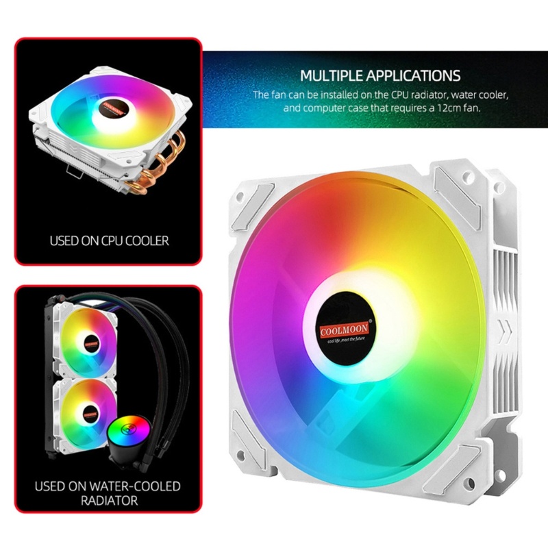 Bt Coolmoon PC Untuk Case Fan 120mm PWM ARGB Pendingin Sasis Komputer 4pin Adjustable RGB Cooling Fan Untuk Pendingin CPU