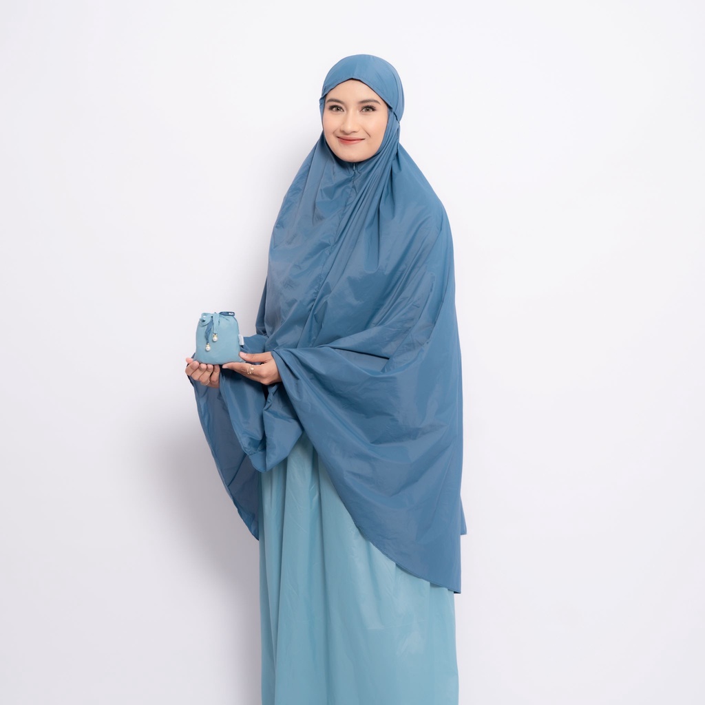 ALIF MUKENA MINI TWO TONE PARASUT PREMIUM KOREA TRAVEL - AQUAMARINE ( MKN-340 )