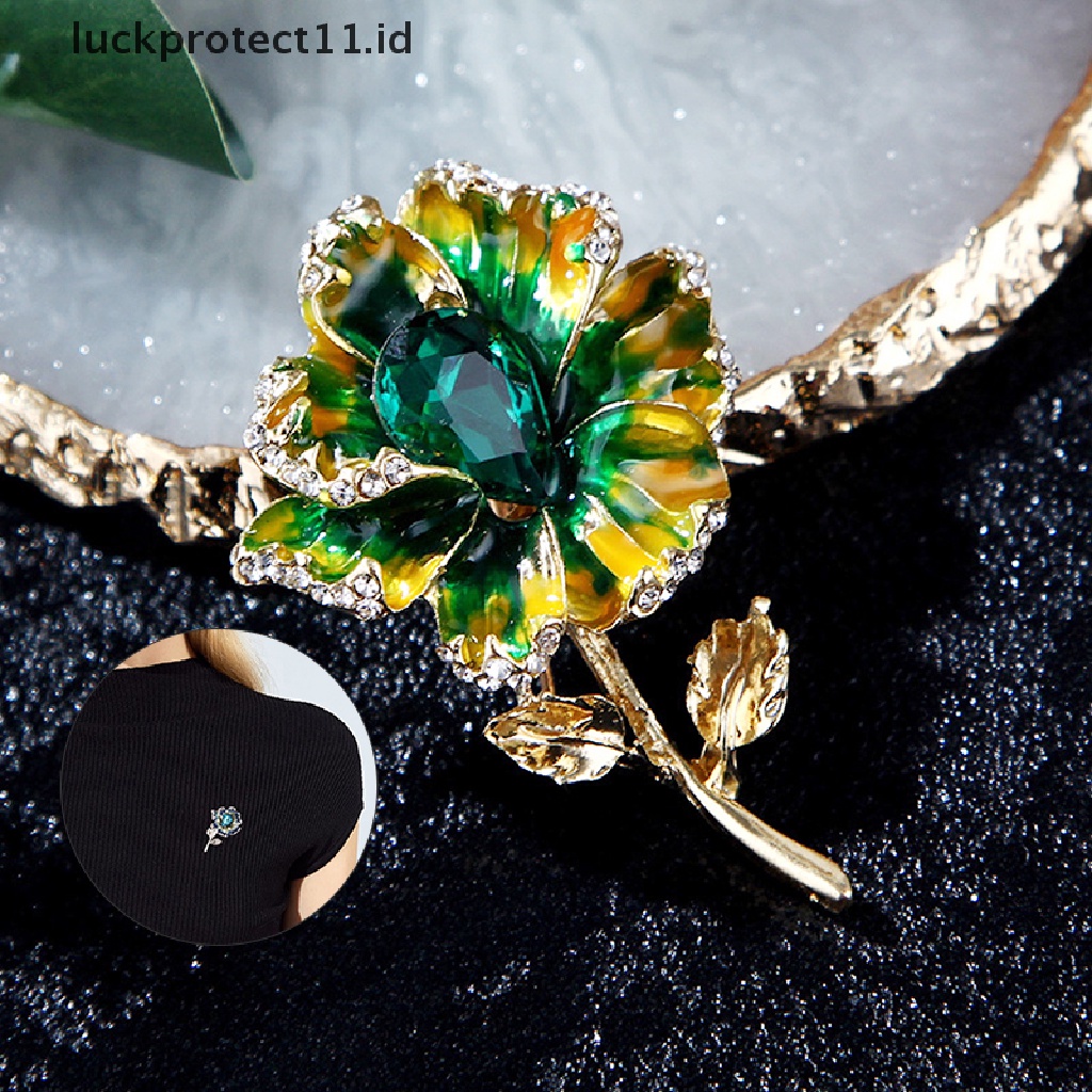 /Fashion Hot// Fashion// Fashion Berlian Imitasi Enamel Kristal Bunga Bros Pin Korsase Perhiasan Elegan.