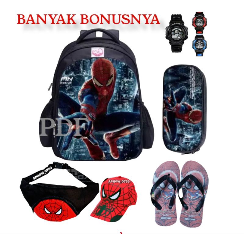 PDF 6in1 Tas Ransel Anak TK-SD Jam Tangan Tempat Pensil Sendal Tas Selempang Dan Topi Anak Laki