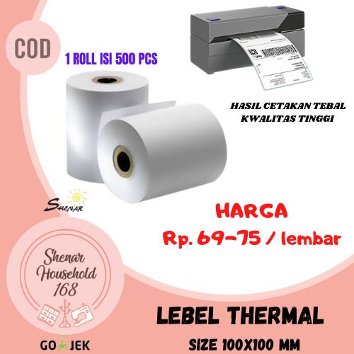 BISA COD , THERMAL LABEL STICKER KERTAS PRINT TERMAL ROLL LIPAT PERSEGI MURAH VIRAL PAPER  - SHENAR