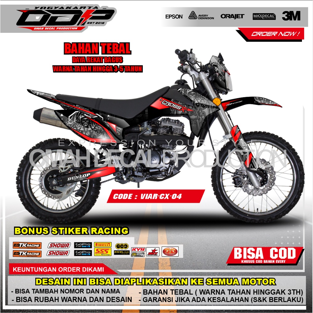 DECAL VIAR CROSS 250 FULL BODY STIKER DEKAL VIAR CROSS BANYAK PILIHAN WARNA MODEL TERBARU BISA RUQES