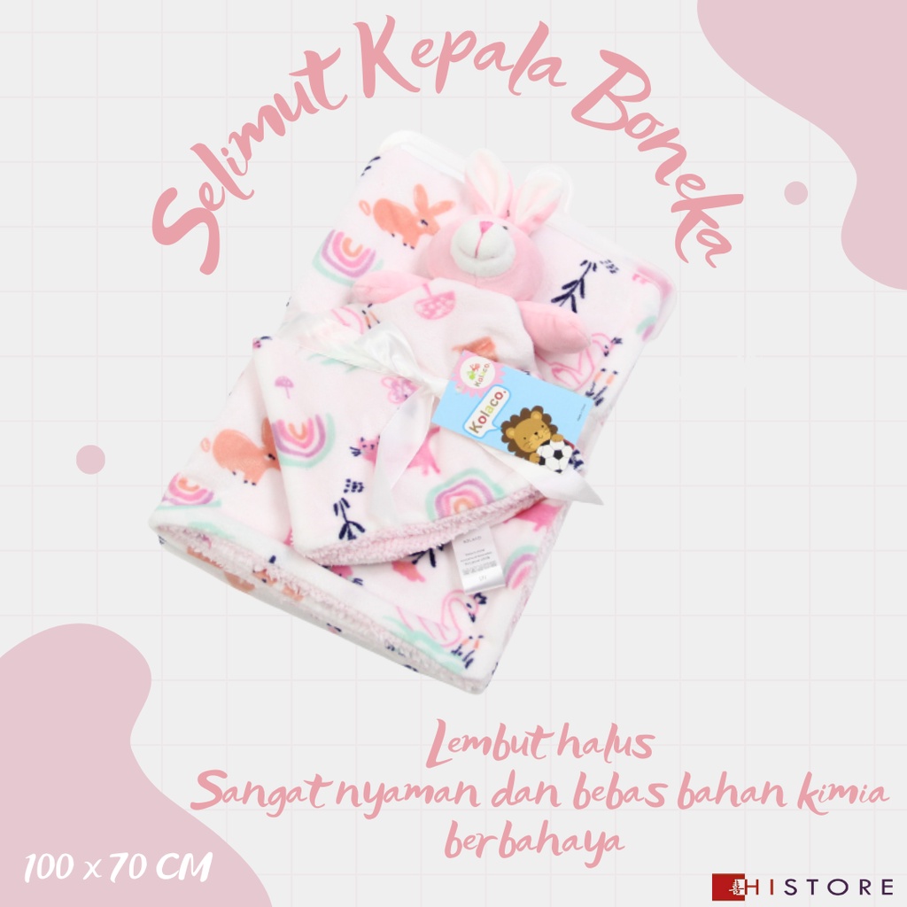 [HI] Kolaco Selimut Kepala Boneka Bayi Ukuran 100 x 70 cm Bahan Premium