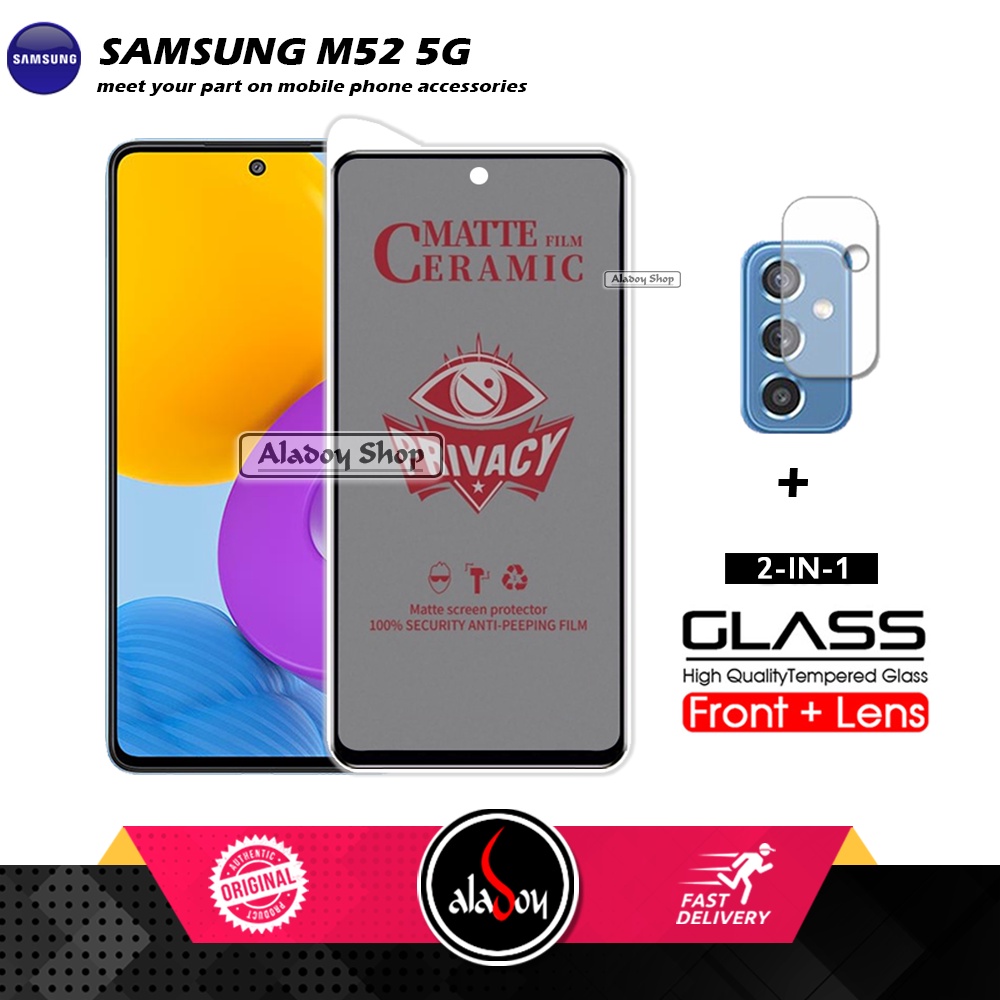 PAKET 2IN1 Anti Gores Privacy Samsung M52 5G + Tempered Glass Kamera