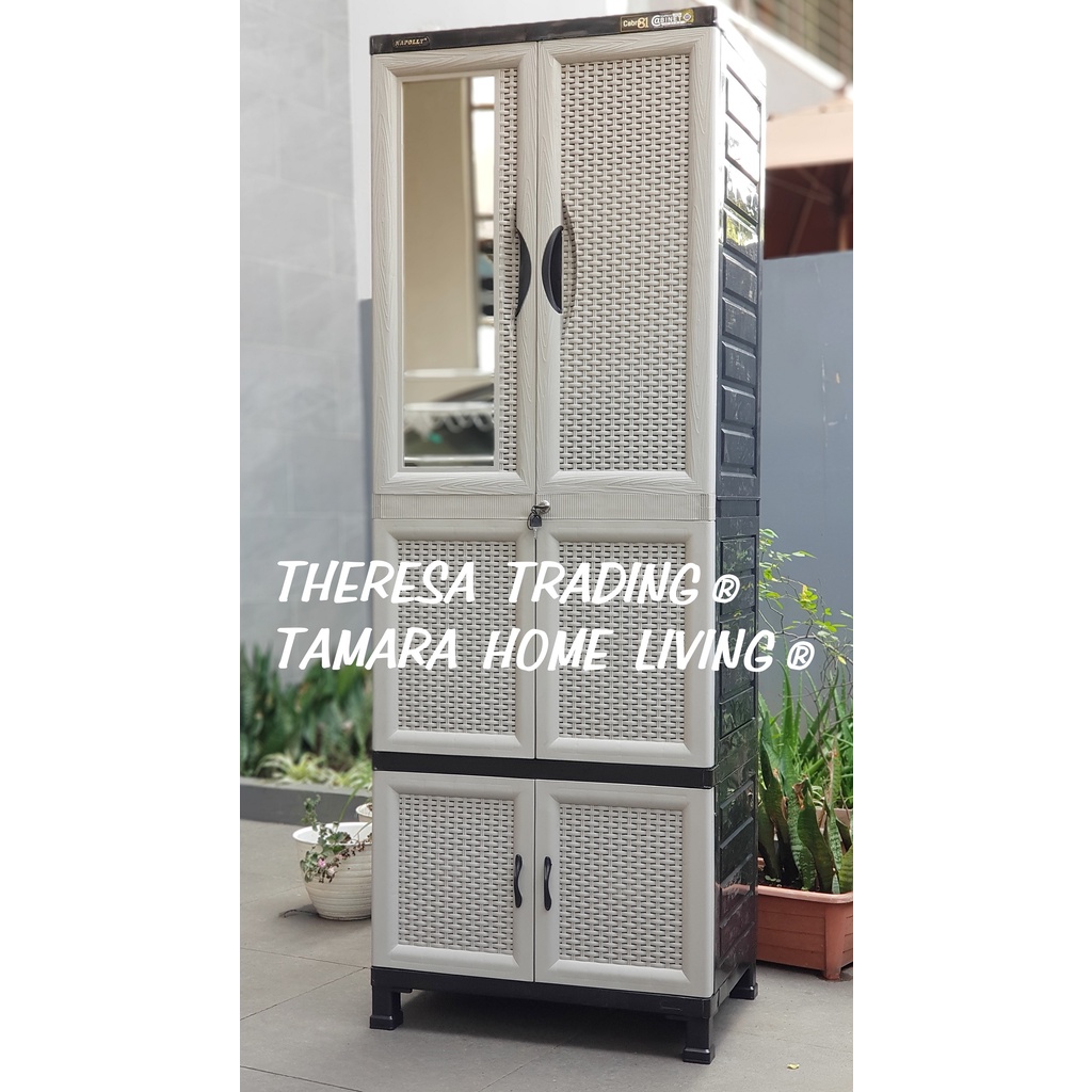 LEMARI PLASTIK NAPOLLY G81 TAHAPAN GANTUNGAN GAMIS KACA CERMIN KUNCI