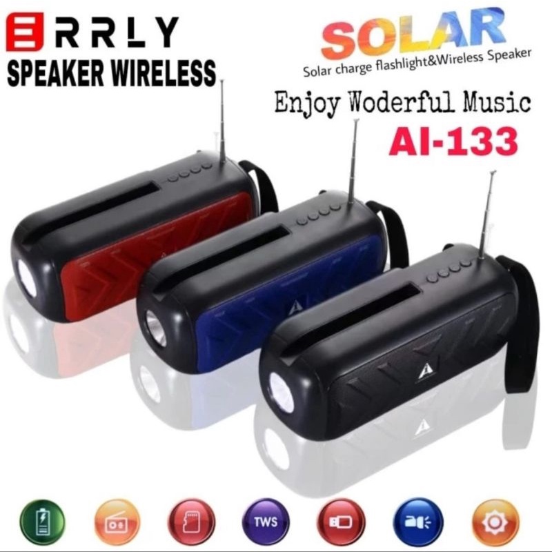 Speaker Radio Bluetooth ERRLY AL-133 Dengan Panel Surya Charger Matahari