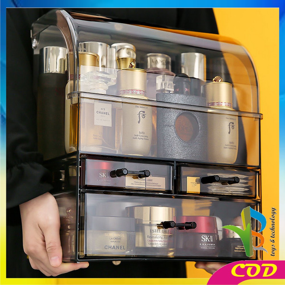 RB-K132 Rak Kosmetik Dengan Laci Anti Debu Tempat Make Up Skincare Rak Akrilik Multifungsi / Tempat Penyimpanan Dengan Tutup Acrylic Storage Organizer Drawer Cosmetic