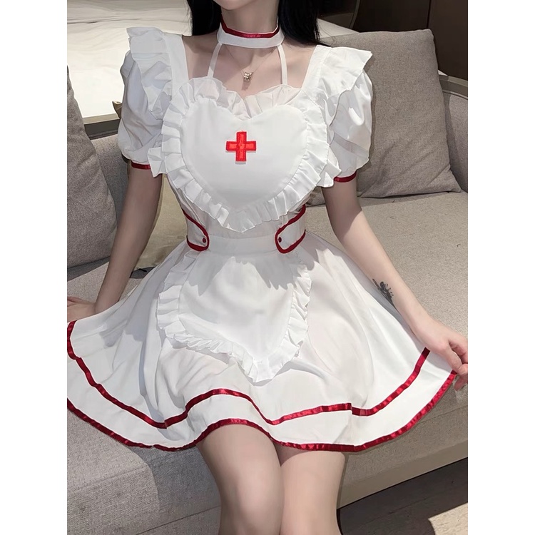 Lingerie Sexy Perawat Nakal Cosplay Seragam Kamar Tidur Pembantu Acara Kostum Set 3A567