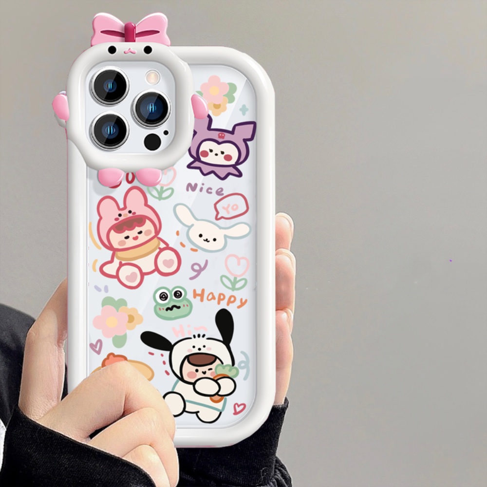 Oppo A17 A17K A77s A57 4G A15 A95 A96 A12 A54 A16 A57 A55 A16K A5s A3s A76 A74 A16E A7 A53 A52 A31 A5 A9 Reno 7 5F Lensa Monster Cute Graffiti Kuromi Melody Case Soft Clear Case RIX