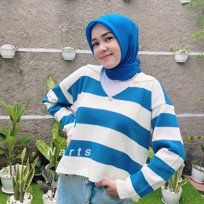 PREMIUM  Fuji Crop Top Sweater TEBAL / OVERSIZED