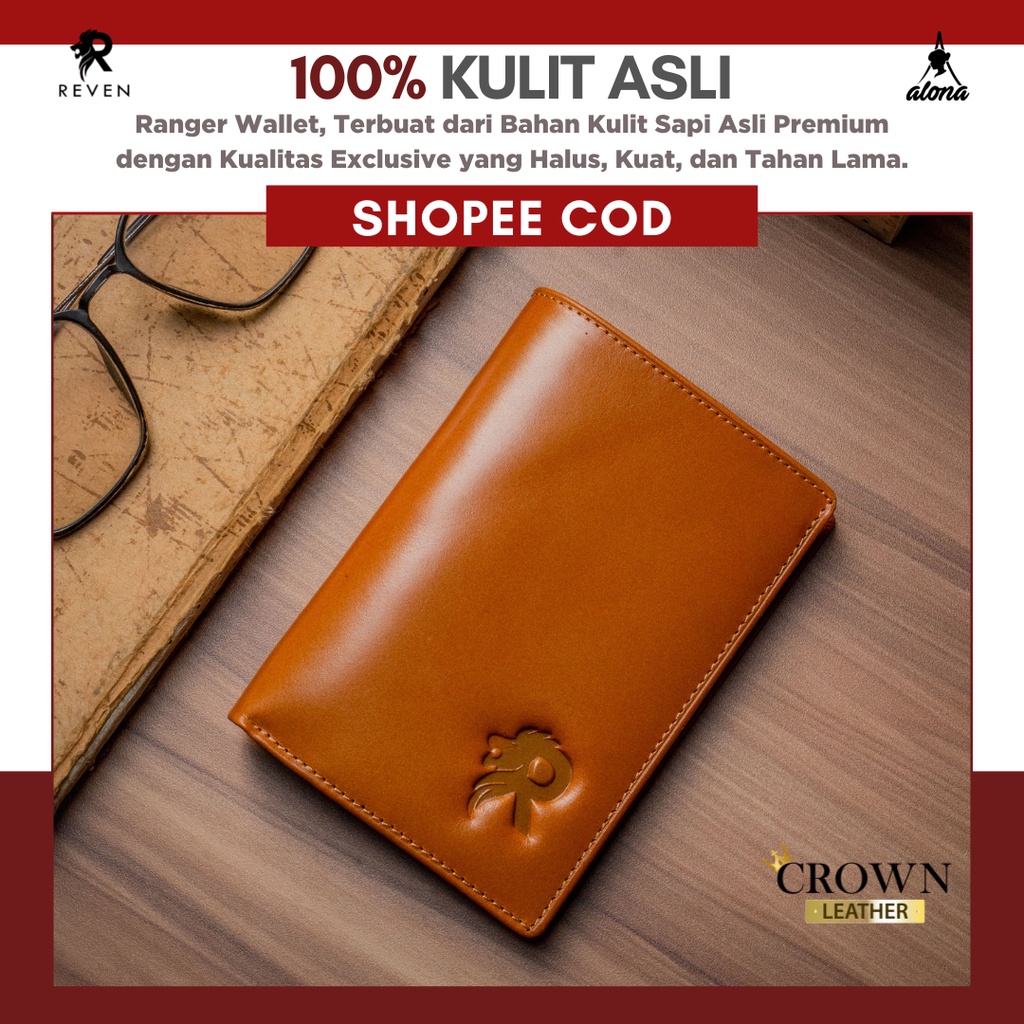 Dompet Pria Kulit Asli Dompet Cowok Lipat Original Branded Model Lipat Kulit Sapi Asli Keren Premium Ranger Wallet by Crown Leather Crownleather Store