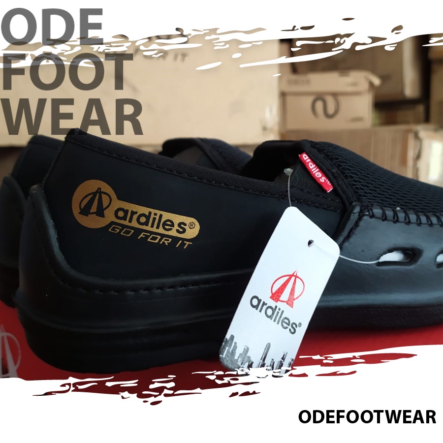 Sepatu pria slip on original ardiles nyaman anti selip kuliah kerja santai cepat kering - RPM hitam