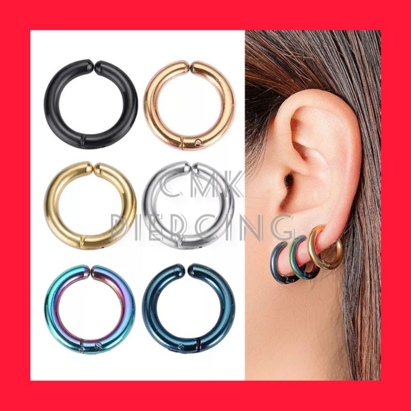 1pcs Anting  Hoop Jepit Tanpa Tindik Pria Dan Wanita Ala Korea