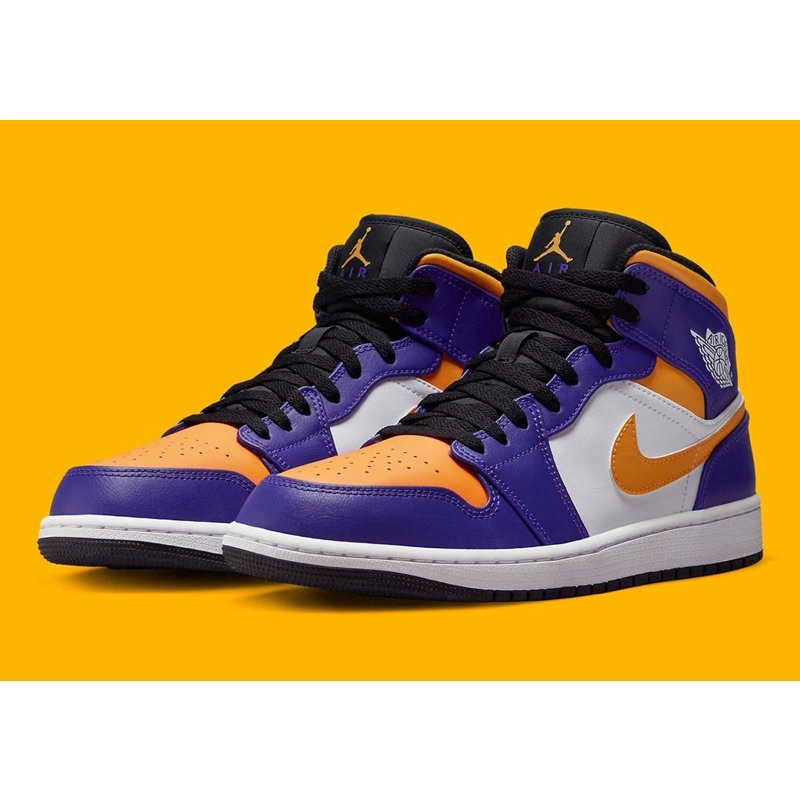 NIKE AIR JORDAN 1 MID LAKERS PURPLE ORANGE ORIGINAL BNIB RESMI DQ8426 517