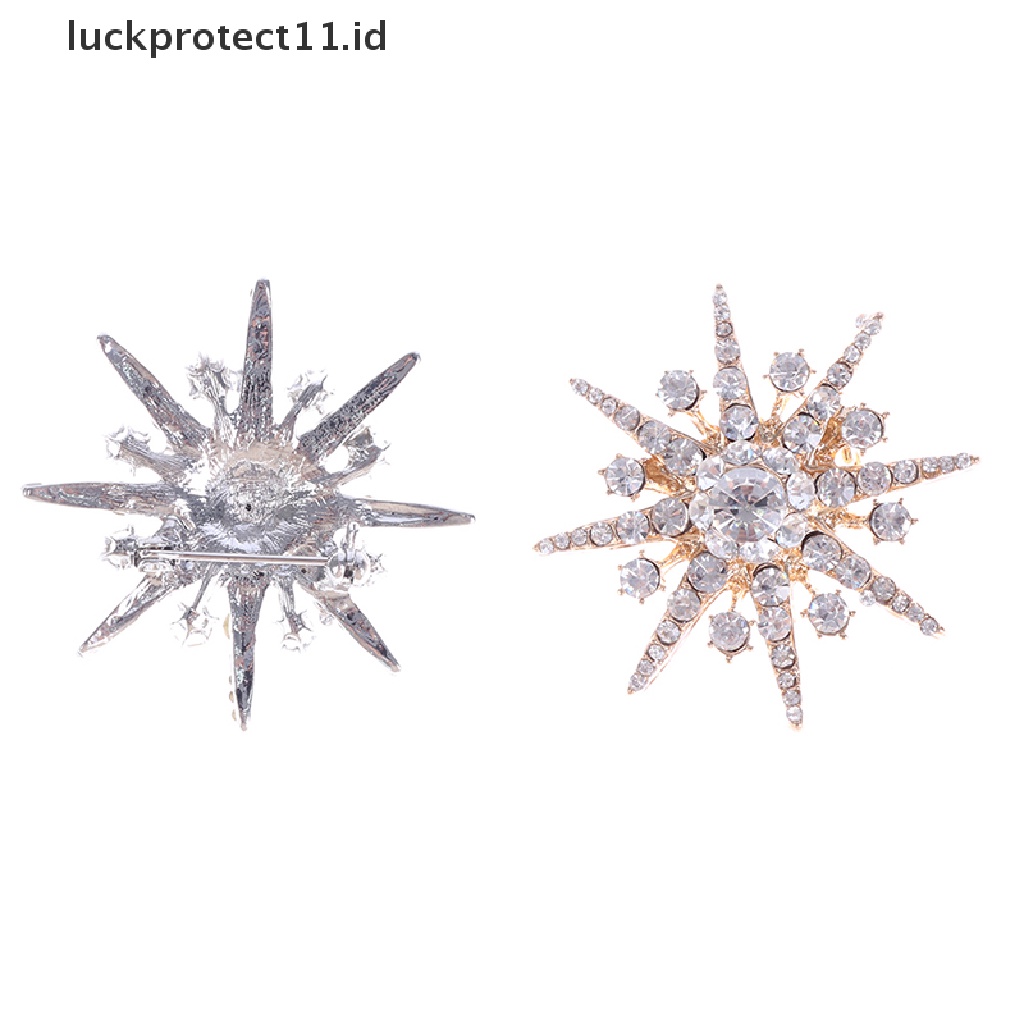 /Fashion Hot// Fashion// Pernikahan Perak Snowflake Diamante Bros Berlian Imitasi Kristal Bros Pin Xmas Hadiah  .