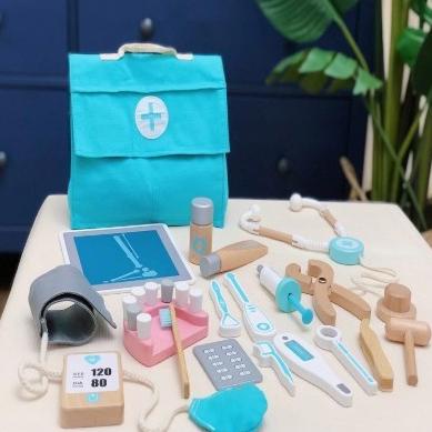 Mainan anak edukasi dokter - wooden pretend play doctor dentist set
