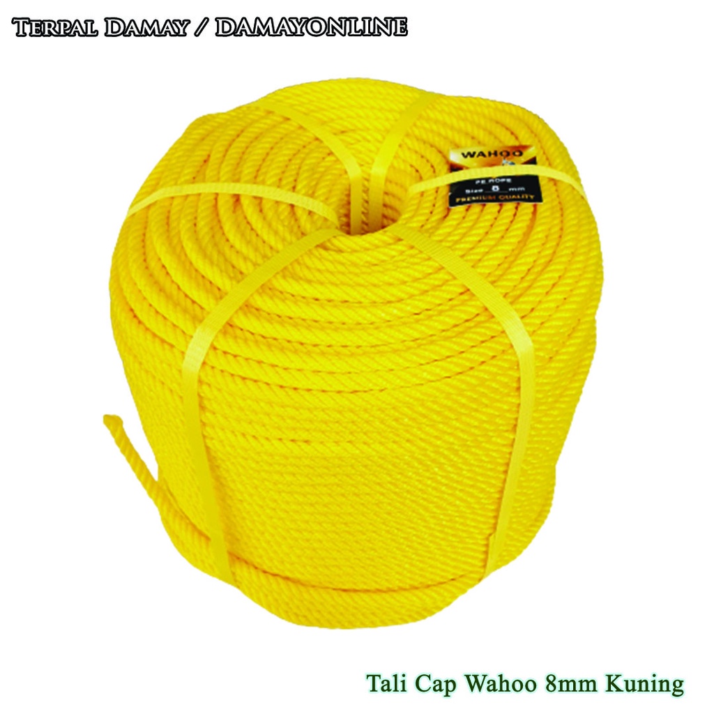 

Tali Tambang PE Cap Wahoo 8mm Kuning / Rol ( Harga Per Rol )