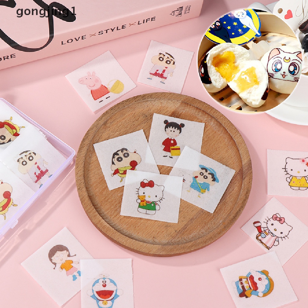 Ggg 100Pcs /Box Roti Edible Gluous Rice Paper Kukus Bun Kartun Stiker ID