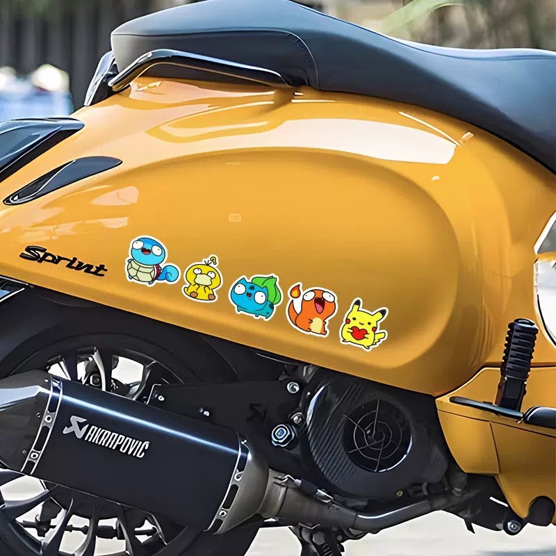 Pikachu Squirtle Psyduck Psyduck Charmander Bulbasaur Stiker Reflektif Pokémon Kartun Mobil Sepeda Motor Kartun Lucu Versi Q Stiker Decal Dekoratif Tahan Air