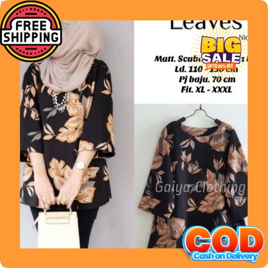 Kemeja Wanita Basic Atasan Blouse Casual Polos Kombinasi Lengan Panjang Fashion Muslim Korean Style 