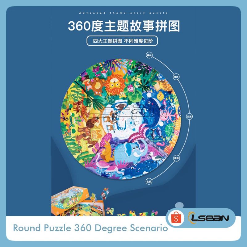 PUZZLE KARTUN BULAT BESAR | PUZZLE ANAK | ROUND PUZZLE | 360 DEGREES SCENARIO