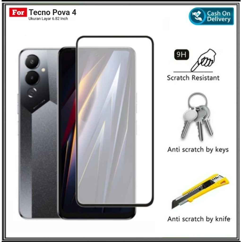 Tempered Glass Tecno POVA 4 Tecno POVA 4 PRO Full Anti Gores Kaca