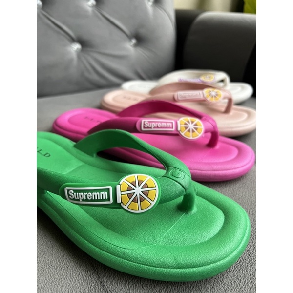 (Size 36-40) SANDAL JEPIT IMPORT KARET motif Lemon lucu