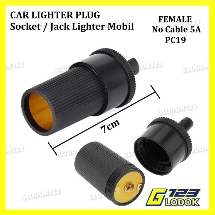 Soket Socket Car Lighter Jack Colokan Mobil Betina Female Kabel 12 24V