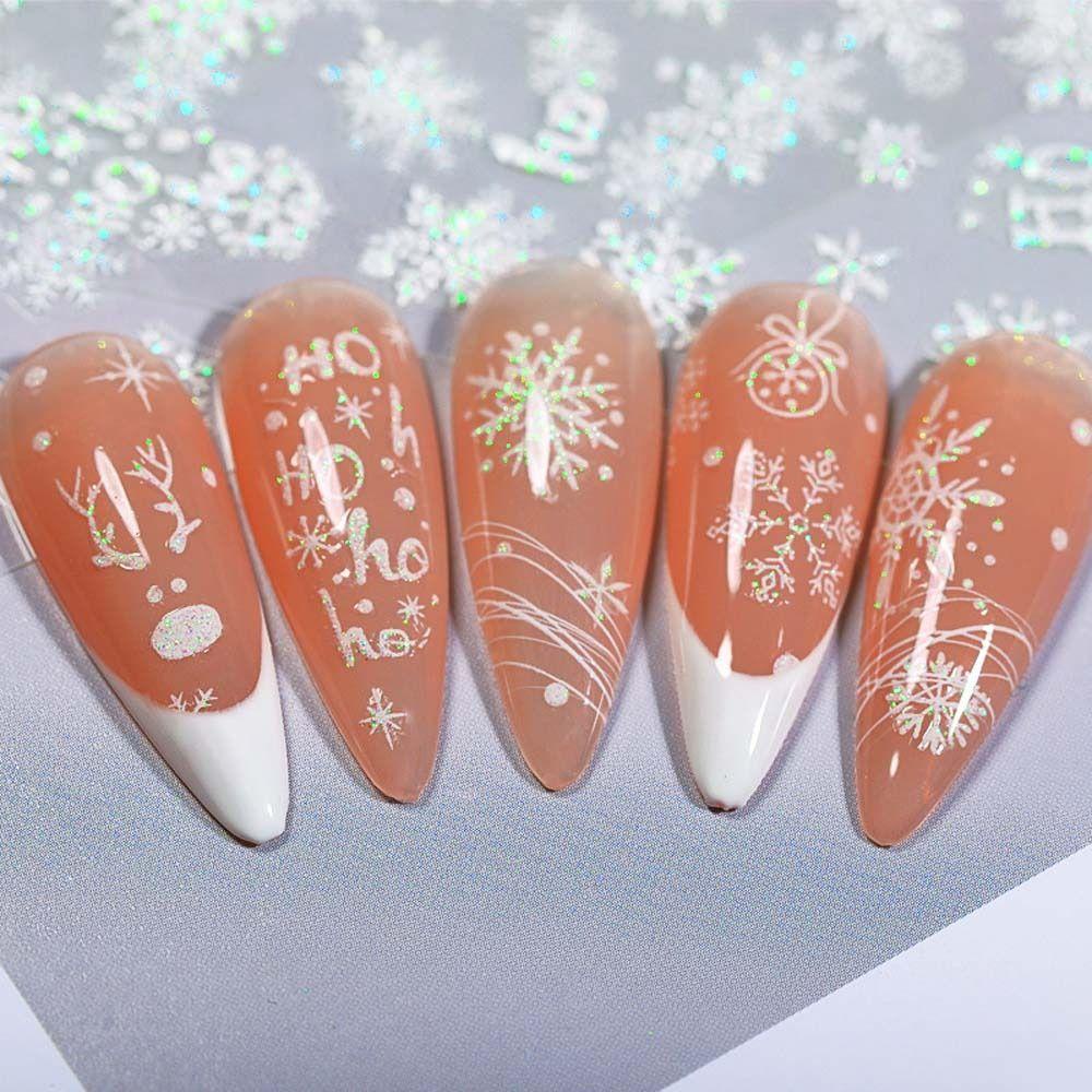 Mxbeauty Stiker Kuku Natal Fashion Lonceng Putih Manikur Aksesoris Nail Art Dekorasi