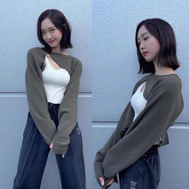 Suhao setelan jas dua potong drama Korea baru lantai atas Xijing dengan rasa desain yang sama selendang pullover blus rajutan gadis panas versi Korea