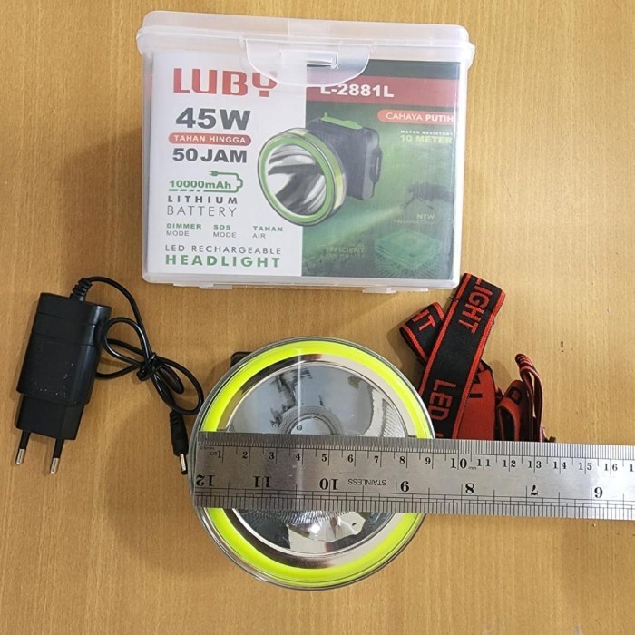 Barangunik2021 -Senter Kepala 45watt Luby L2881L cahaya putih Anti Air
