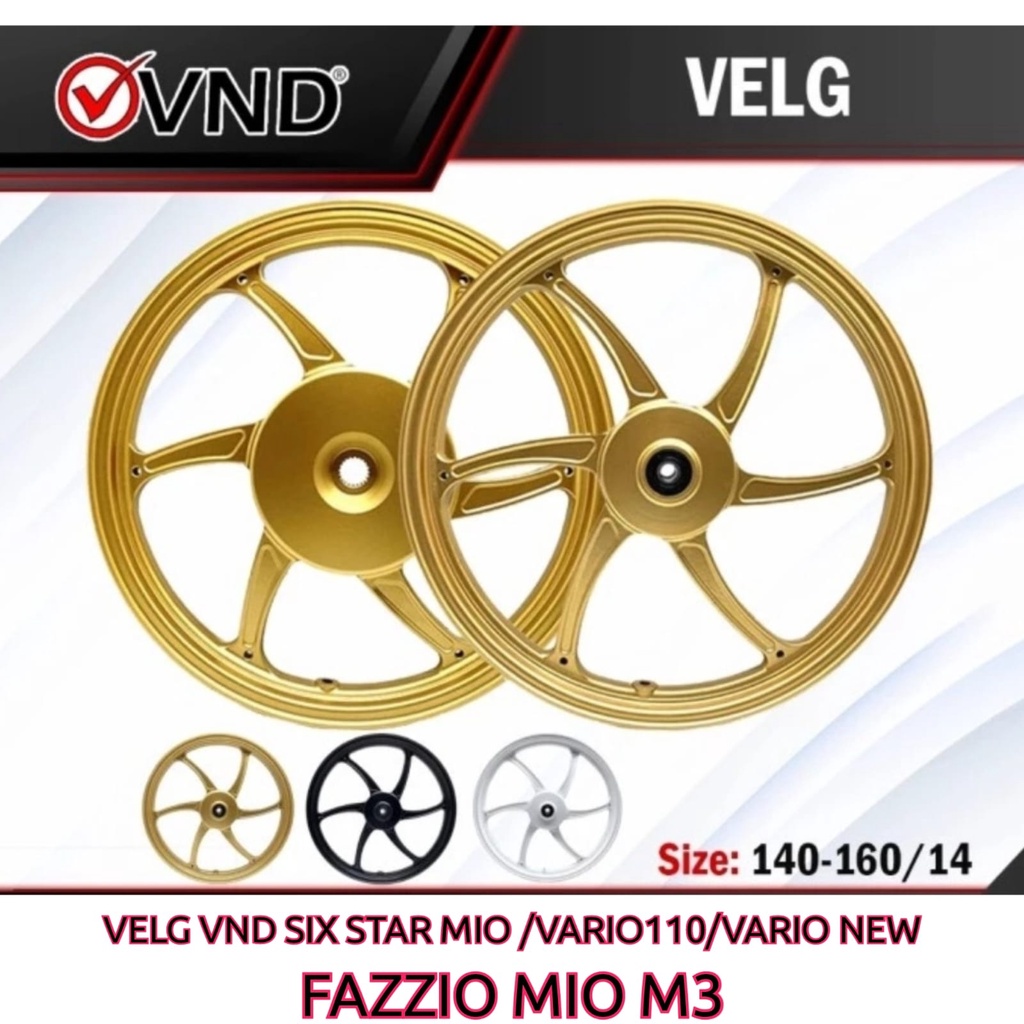 Velg racing VND Model Six Star Yamaha fazzio 125 ring 14