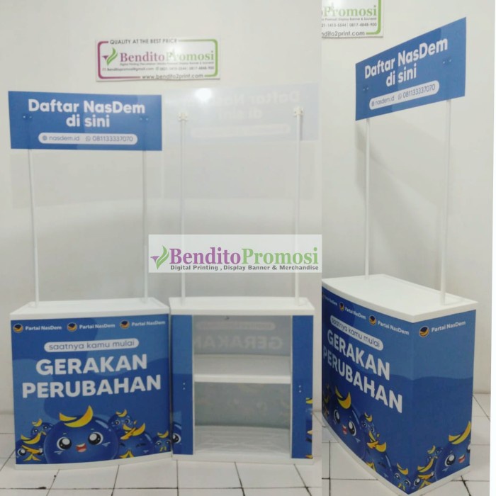 

EVENT DESK + CETAK STICKER + LAMINATING BOOTH PORTABLE MEJA PROMOSI