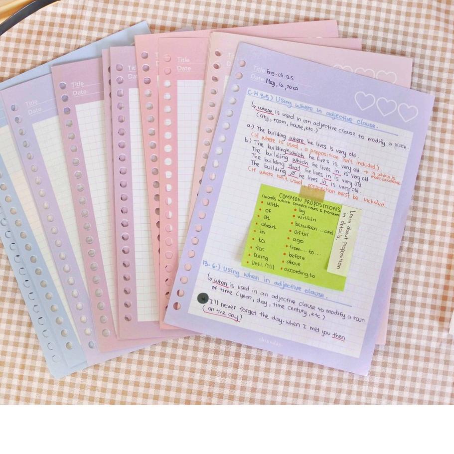 

☞☞ Loose Leaf Grid 6 Rings | 20 Rings | 26 Rings A5 & B5 Multicolor Pastel Gaya korea