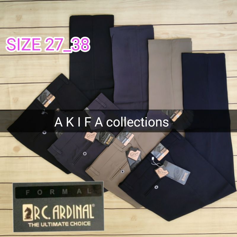 PROMO!!! CELANA BAHAN KERJA PRIA FORMAL STANDAR REGULER EKLUSIVE MERK CARDINAL, RCWR/ BAHAN TWIS TEBAL SIZE 27_38