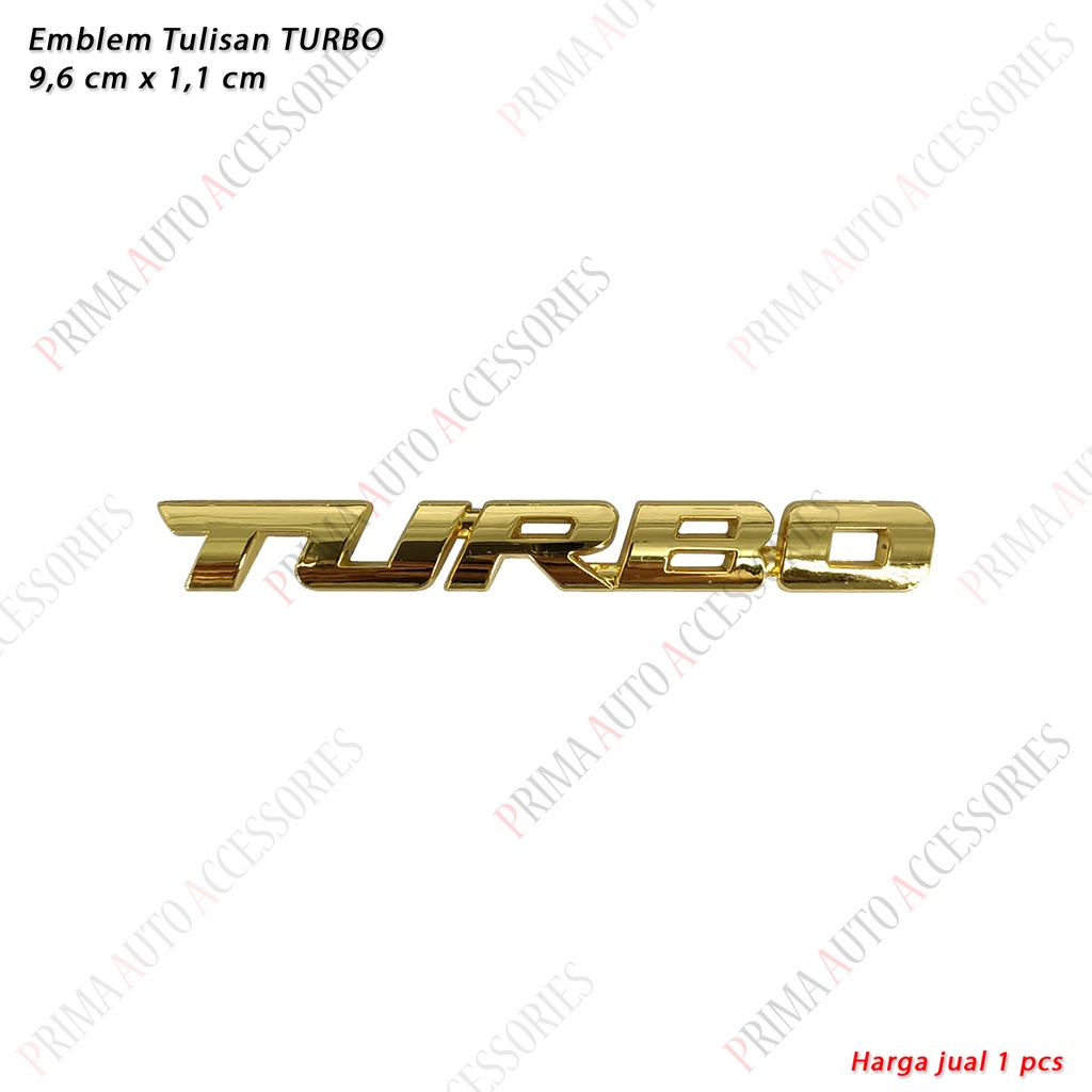 3D Emblem Full Metal Tulisan TURBO