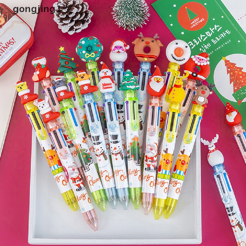 Ggg Natal 6warna Bolpoin Pen Lucu Kawaii Xmas Ditarik Rollerball Pen ID