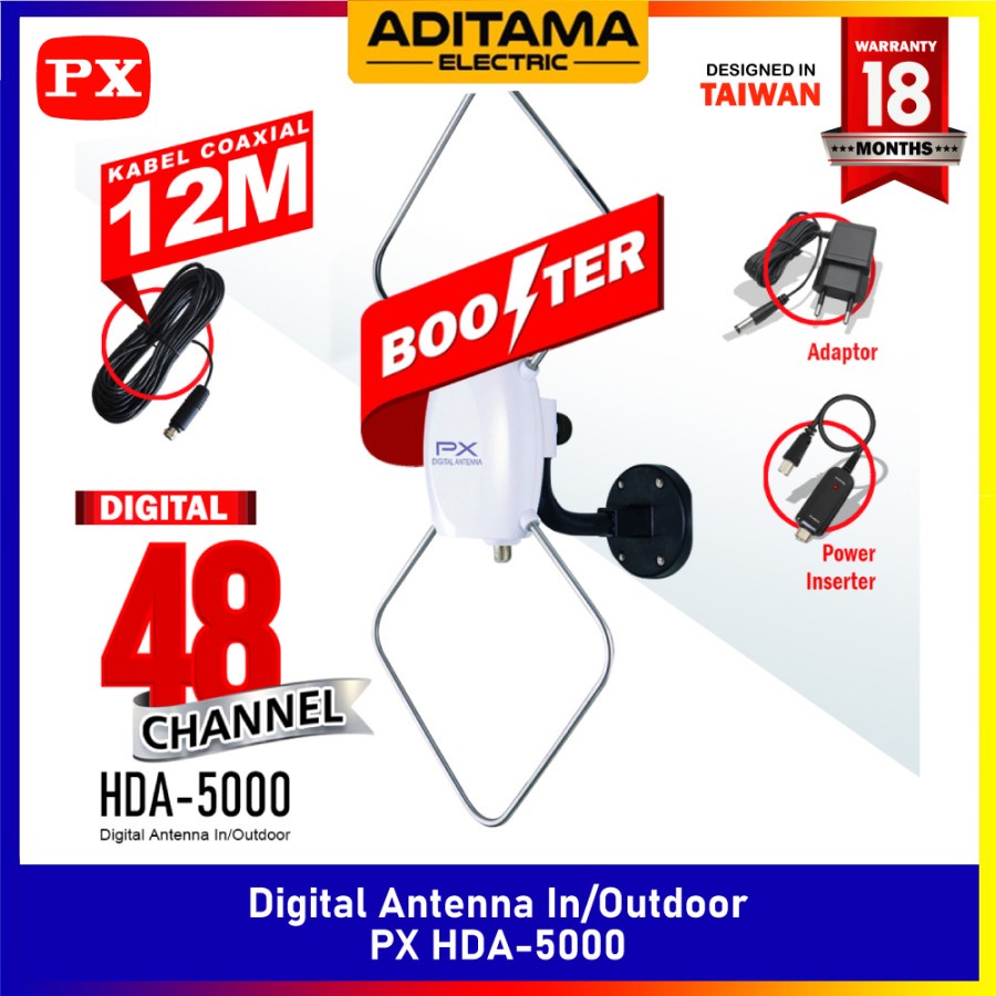 PX ANTENA TV DIGITAL INDOOR OUTDOOR HDA-5000 / ANTENA TV DIGITAL PX HDA5000 ORI