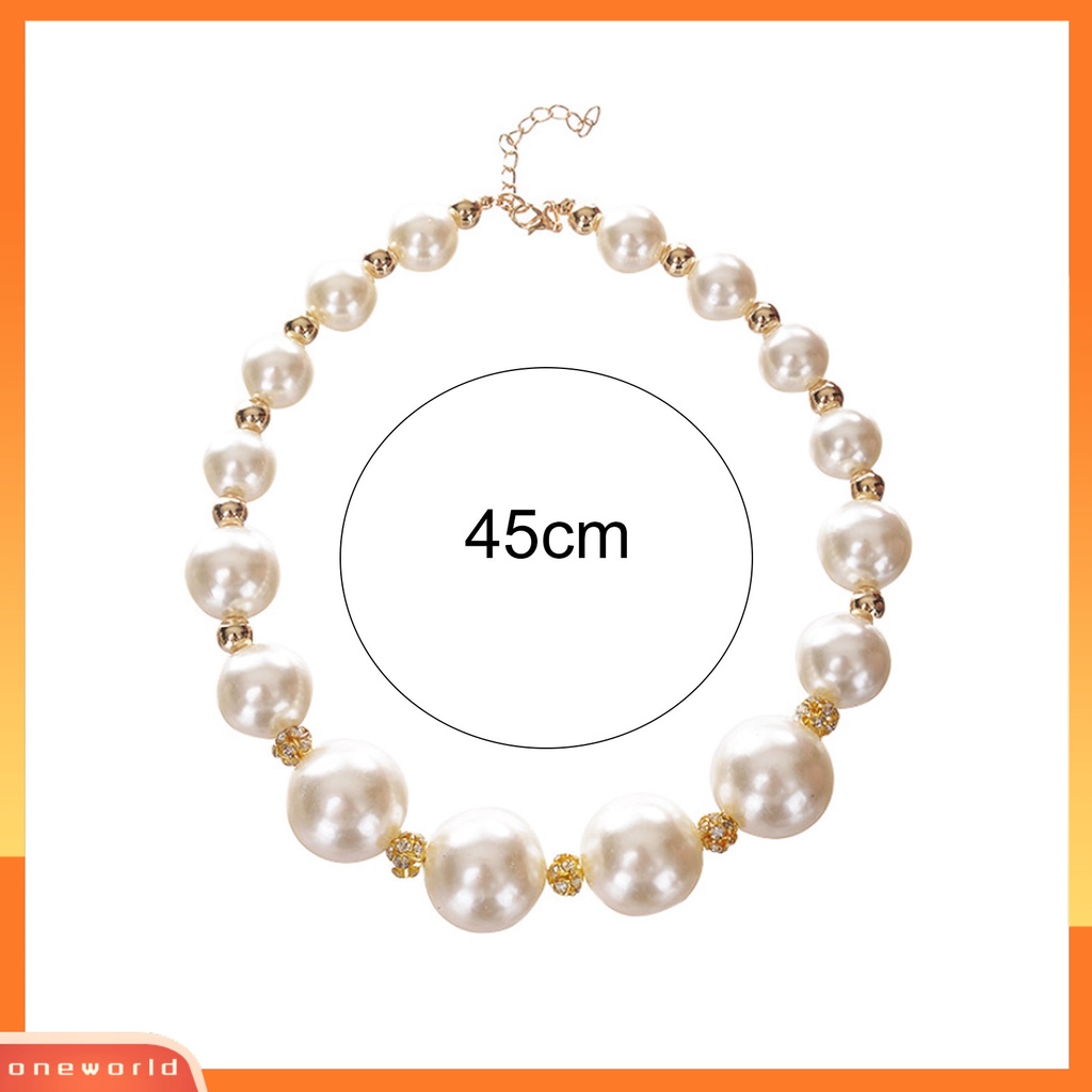 [WONE] Kalung Wanita Berlian Imitasi Mutiara Imitasi Bahan Alloy Round Short Type Necklace Untuk Valentine Day