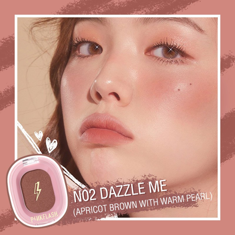 PINKFLASH Make Up Blush On Matte Shimmer Cheek Makeup Blusher N02 1Piece Blush On Anti Air Tahan Lama