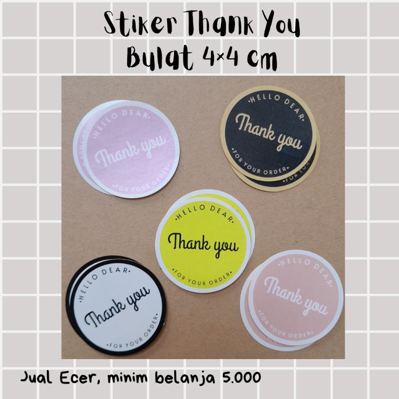 

[JUAL ECER] STIKER THANK YOU HELLO DEAR (4cm)