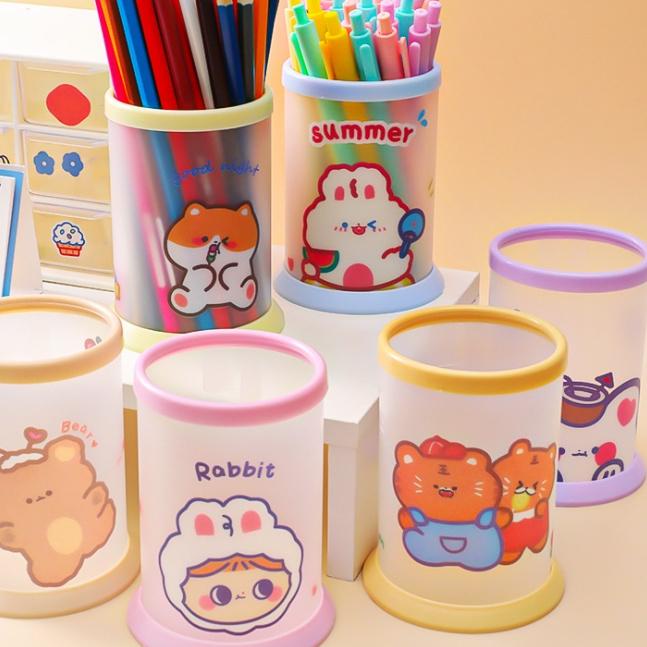 

ヽ (CLASHOP)Tempat Pen Pensil Meja kotak pensil karakter lucu bulat ベ