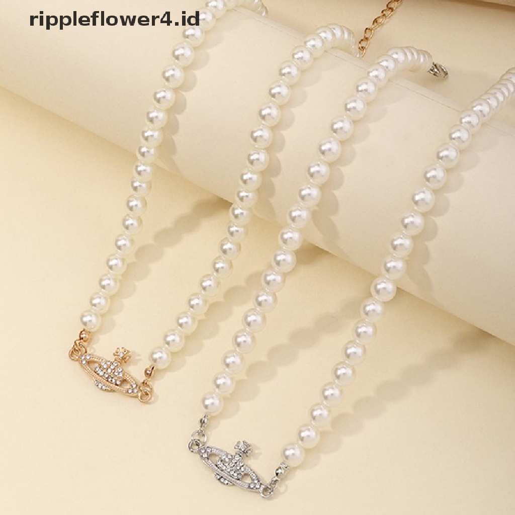 {rippleflower4.id} Kalung Vintage Wanita Saturnus Kalung Liontin Perhiasan~