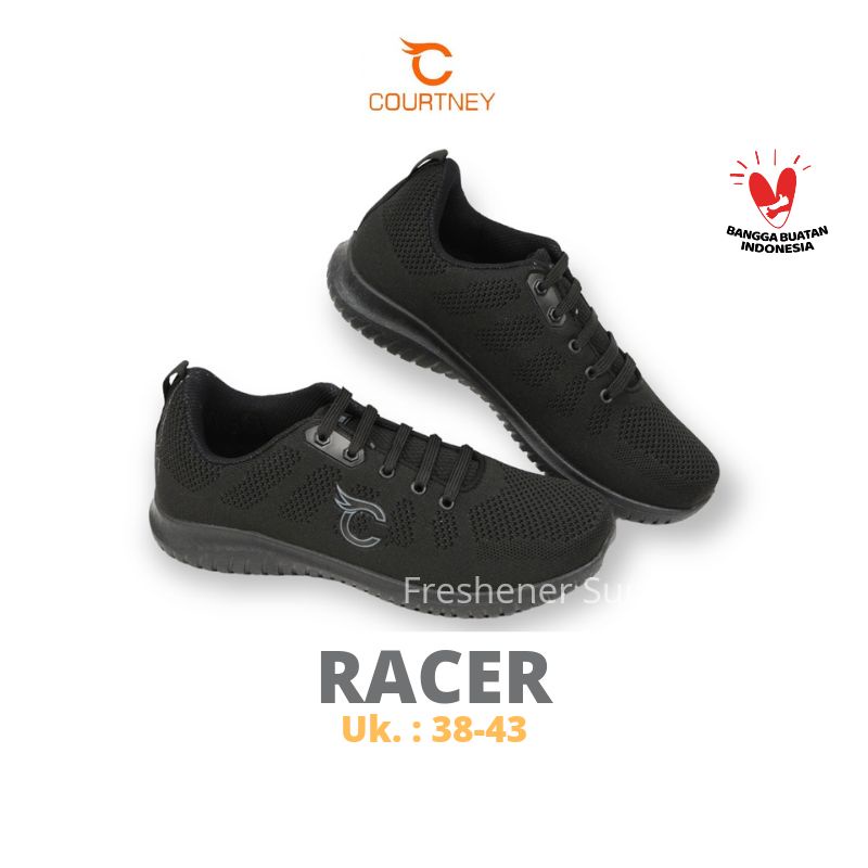 Sepatu Courtney by Ardiles Racer Sneakers Sekolah Pria Dewasa - Hitam/Hitam