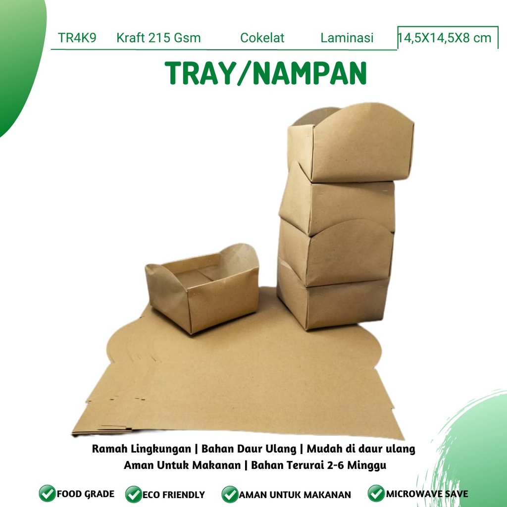 Tray Food Paper Tray Bungkus Nasi (TR4K9-14.5X14.5X8 Cm)