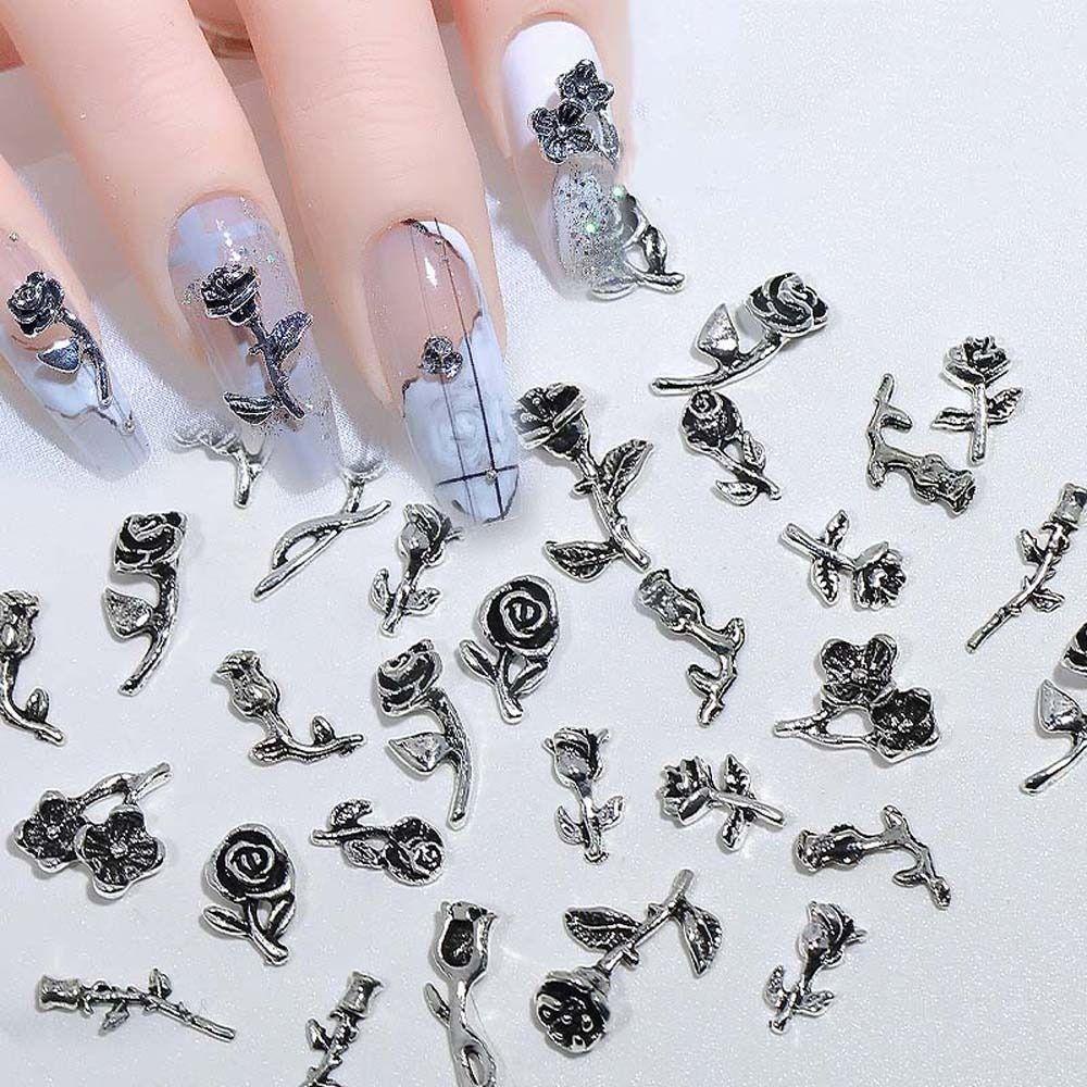 AUGUSTINA Agustina Rose Nail Art Dekorasi Aksesoris Manicure Jepang Hiasan Kuku Alloy 3D Nail Jewelry
