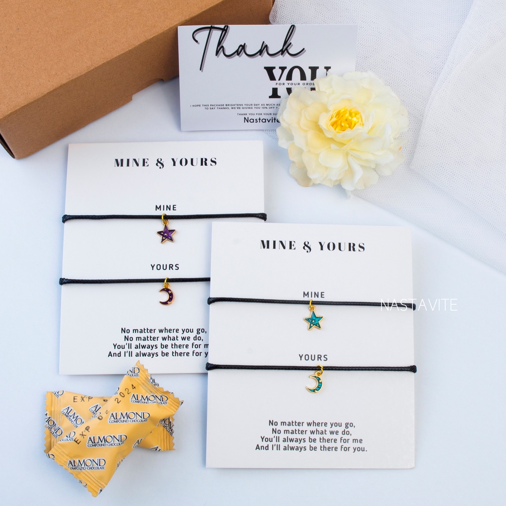 Gelang Couple 2 Orang Sahabat Pacar Bestie Bulan Bintang Mine&amp;Yours Murah