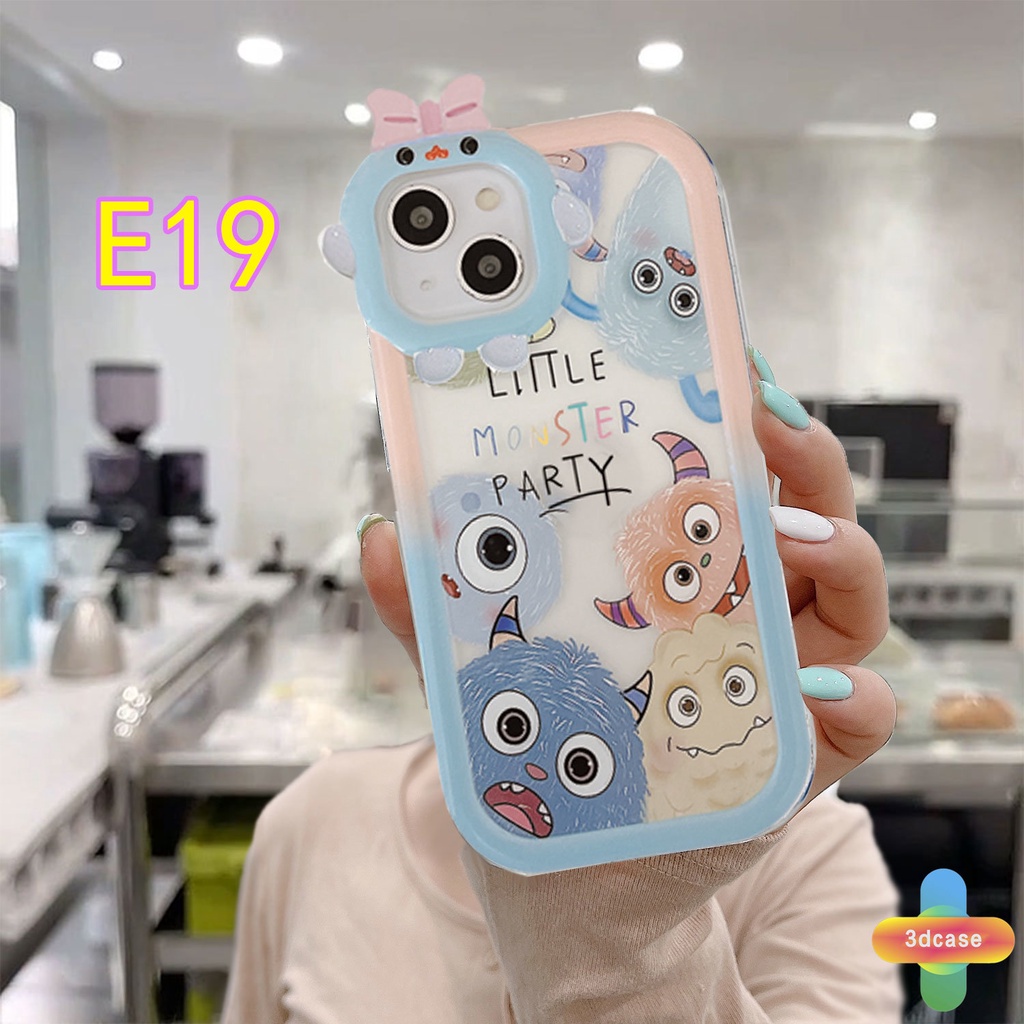 Soft Case Desain Kartun Monster Kecil 3D Untuk IPhone 11 12 13 14 PRO MAX 6 7 6S 8 14 Plus X XR XS MAX 11 12 13 Se 2020 6SPlus 7Plus 6Plus 8Plus 14Plus XSMAX